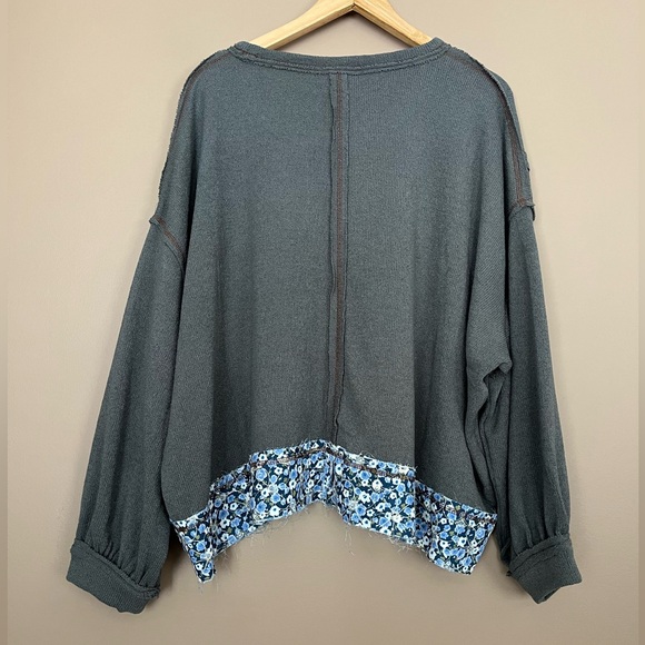 {POL} Love Patchwork Boho Love Club Long Sleeve Oversized Pullover - Size Medium - Picture 6 of 10